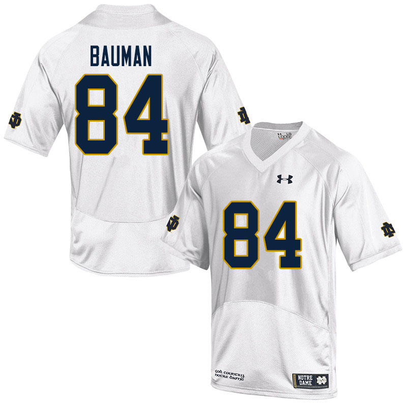 Men's NCAA Notre Dame Fighting Irish #84 Kevin Bauman Stitched College Under Armour Authentic White Football Jersey PV10L41FP